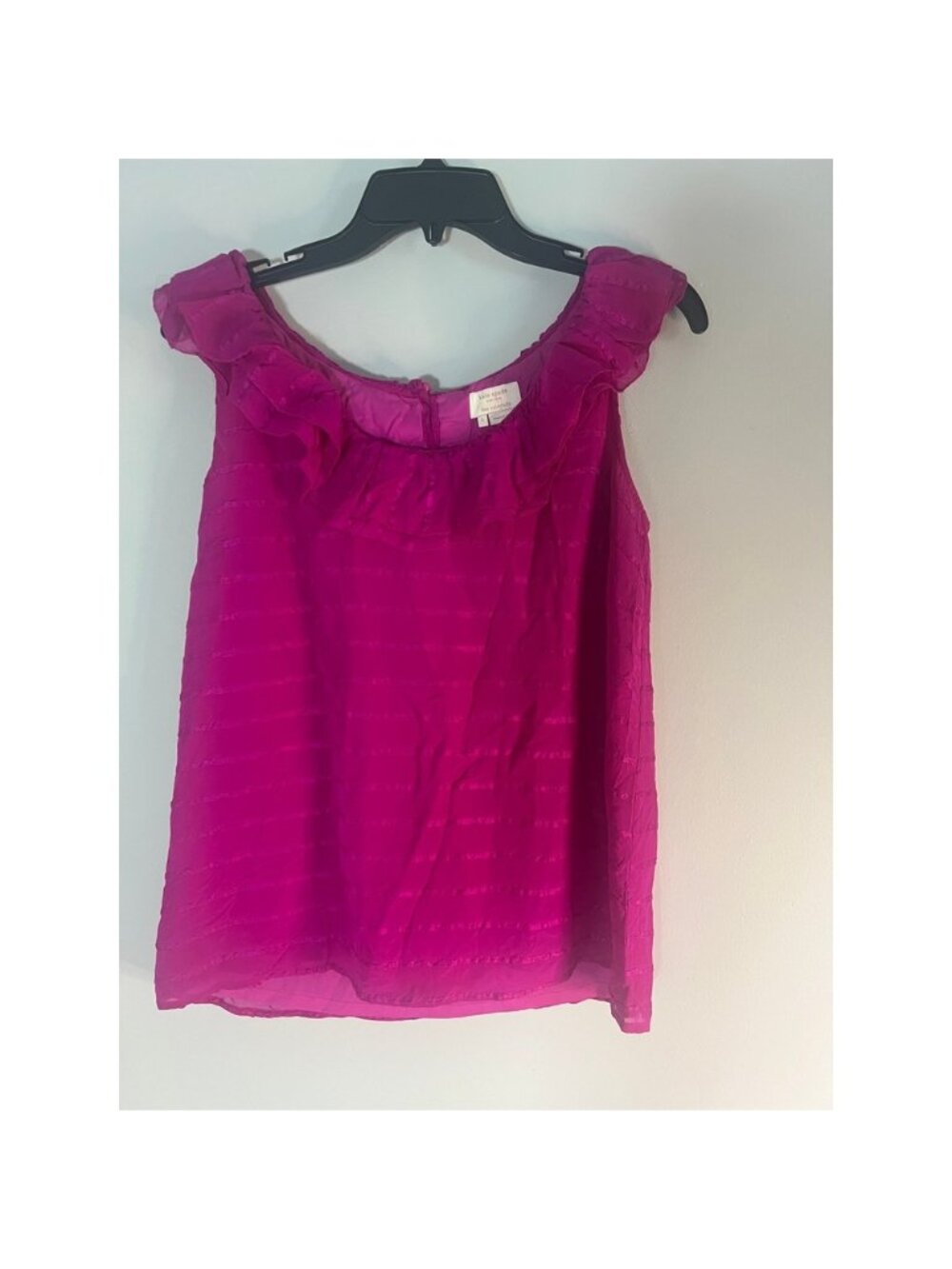 Kate Spade New York Pink 100% Silk Ruffle Neck Sleeveless Blouse Top‎ Small